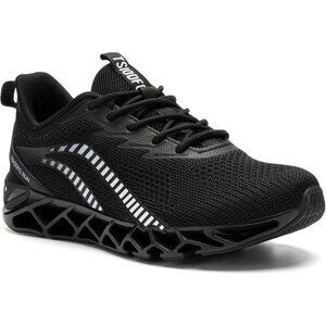 Women's Black Walking Running Tennis Blade Type Non Slip Athletic Sneakers Shoes